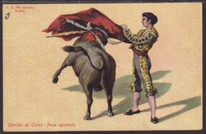 Bullfighter,Bull Postcard 