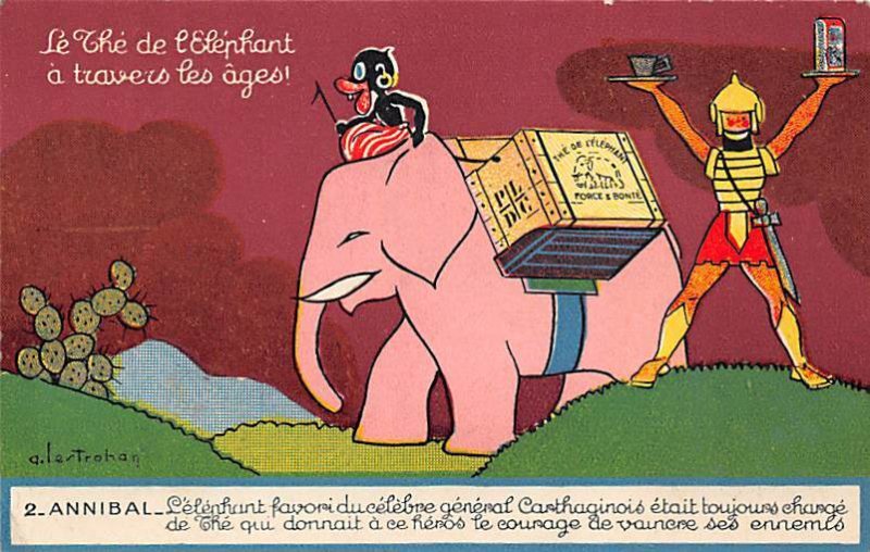 Elephant Cartoon Blacks Unused 