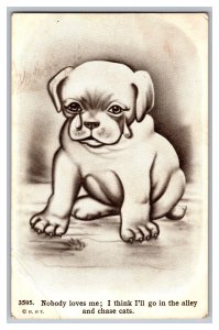 Vintage Postcard Dog Puppy Nobody Loves Me