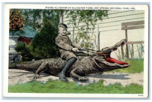 Hot Springs Arkansas Postcard Riding Alligator Farm National Park c1940 Vintage