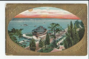 1910 Gold Trimmed Hudson River Yacht Club Postcard