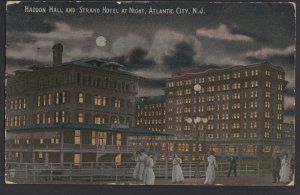 New Jersey ATLANTIC CITY Haddon Hall and Strand Hotel at Night pm1914 ~ DB