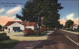 Harwichport Cape Cod Massachusetts MA Post Office Linen Vintage Postcard