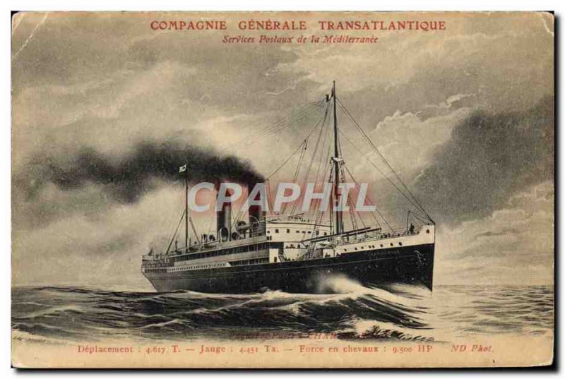 Old Postcard Boat Ship Post Charles Roux Company Generale Transatlantique