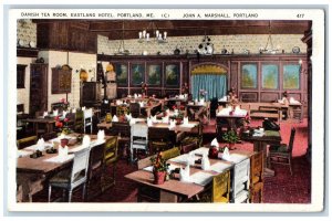 1936 Dining Danish Tea Room Eastland Hotel Portland Maine ME Postcard 