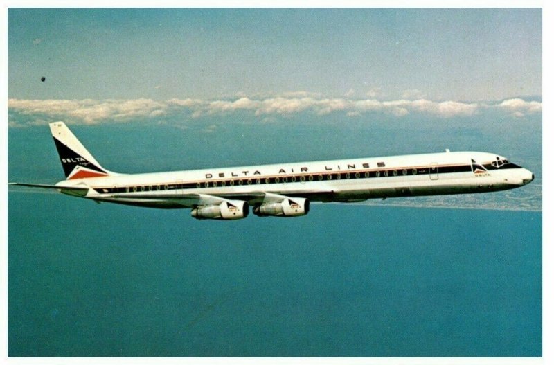 Delta Air Lines McDonnell Douglas DC 8 61 Airplane Postcard