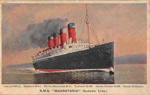 R.M.S. Mauretania Ocean Liner Ship Cunard Line Ship Steamer Unused 