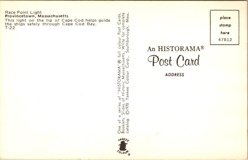 Race Point Light, Provincetown MA Cape Cod Vintage Postcard U25