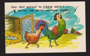 Comic Postcard - Hen & Rooster - Nothing To Crow About - Unused