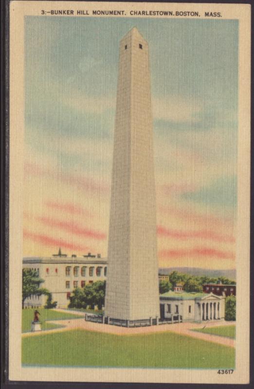 Bunker Hill Monument,Charlestown,Boston,MA Postcard