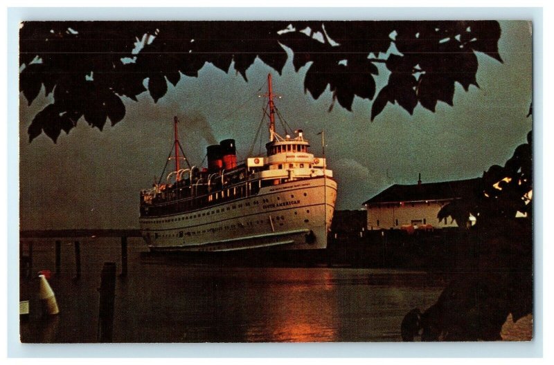 c1950's Sunset Reflection S.S Steamer Ship South American Vintage Postcard