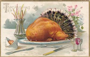 Tucks Thanksgiving Turkey On A Platter 1908 Signed R J Wealthy