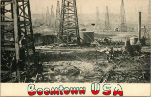 Vtg Postcard Burkburnett Texas TX - Boomtown USA Oil Field UNP SW Stationary Pub