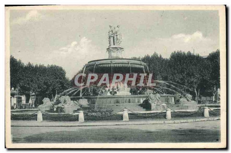 Old Postcard Aix en Provence La Grande Fontaine