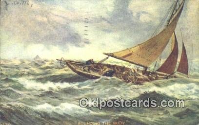 Sailboat 1907 light crease left top edge, light postal marking on front posta...