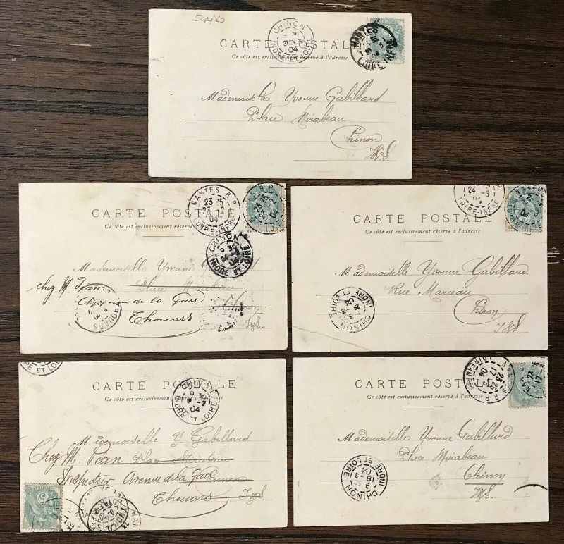 Five 1904 Artwork Postcards of a Woman Receiving Love Letters~118365