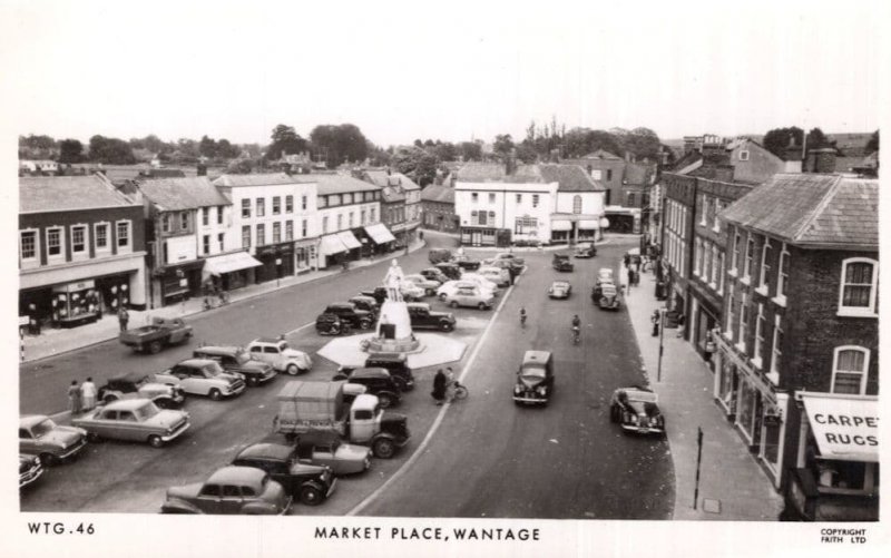 Market Place Wantage Aerial Rug Carpet Store Oxford RPC Postcard