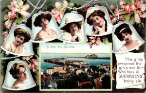 Vtg St Peters Port Guernseys Our Belles 1908 Raphael Tuck Postcard