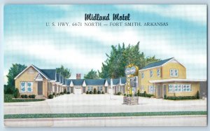 c1950's Midland Motel & Restaurant Cottages Fort Smith Arkansas Vintage Postcard