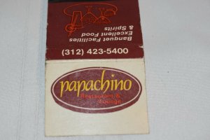 Papachino Chicago Illinois 30 Strike Matchbook Cover