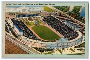 Chicago Illinois Postcard Soldiers Field & Field Museum Lake Front c1940 Antique