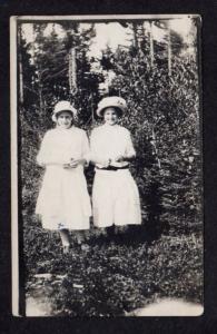 ME Hazel Catis and Cora Gray Stonington Maine Real Photo Postcard RP RPPC