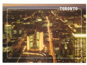 City Hall, Nathan Phillips Square, Toronto ON, Aerial Night View Postcard #2