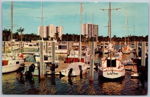 Vtg Sarasota Florida FL Boats at Municipal Marina 1970s View Unused Postcard