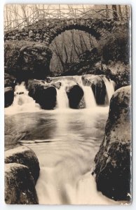 Water Falls Stone Bridge Black Ernz Mullerthal Luxembourg RPPC Postcard Y28