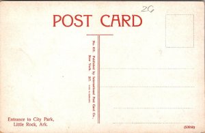 Entrance to City Park, Little Rock AR Vintage Postcard V64