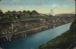 Panama Canal Suspension Bridge c1910 Vintage Postcard