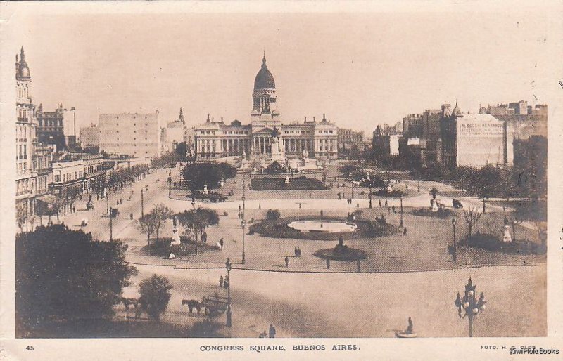 Postcard RPPC Congres Square Buenos Aires Argentina