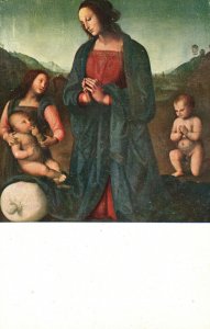Perugino Pietro L'adorazione Del Bambino Gesu Firenze Vintage Postcard