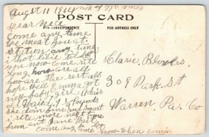 Rathsay MN~Pennant~7 Students Sit on Curb @ Public School on Dirt Rd~RPPC 1914 