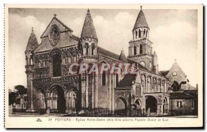 Old Postcard Poitiers Church of Our Lady Facade West and South