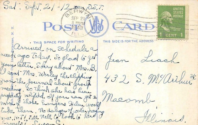 SENECA FALLS, NY New York  HEDDEN'S TOURIST HOME Motel  ROADSIDE  1940 Postcard