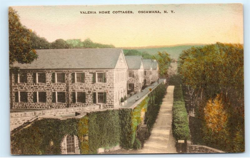 *HAND COLORED Valeria Home Cottages Oscawana NY New York Vintage Postcard B65