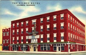 Columbus, MS Mississippi  GILMER HOTEL~VP J.O. Slaughter ca1940's LINEN Postcard