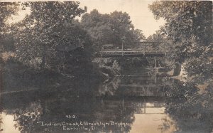 J62/ Earlville Illinois RPPC Postcard c1910 Indian Creek Brooklyn Bridge 231