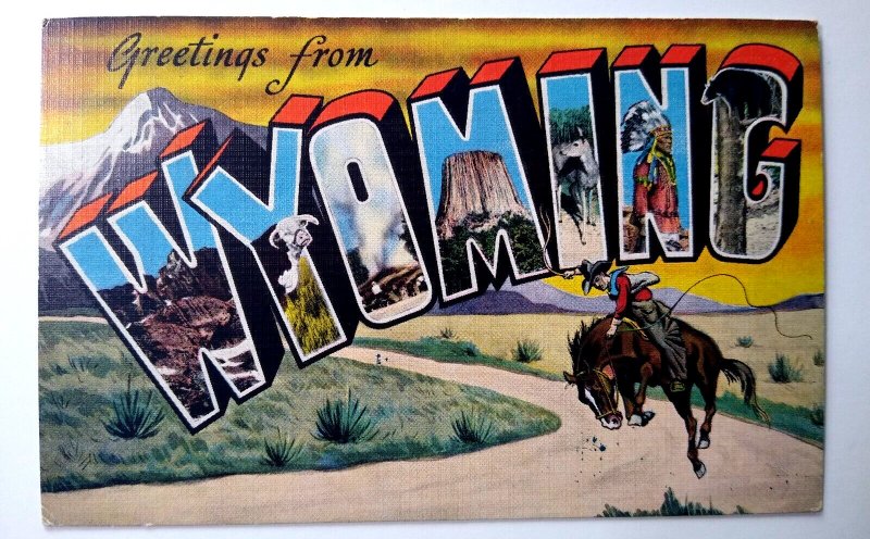 Vintage postcard with bucking bronco/cowboy image USA Vintage postcard with bucking bronco/cowboy image USA