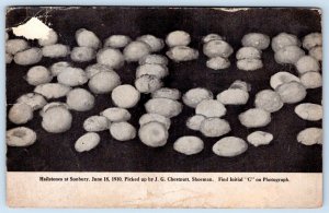 1910's HAILSTONES AT SUNBURY PA PICKED UP BY JG CHESTNUTT SHOEMAN POSTCARD
