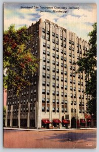 Jackson Mississippi~Standard Life Insurance Co Bldg~Art Deco~Linen 1943 Postcard