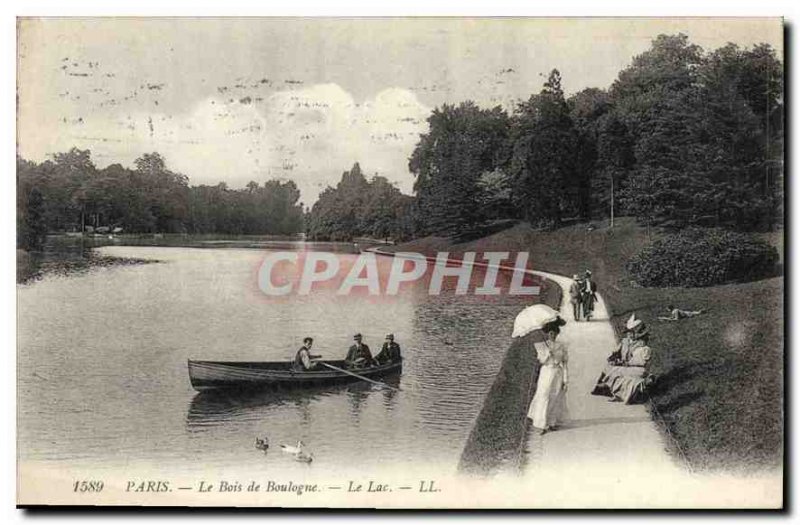 Old Postcard Paris The Bois de Boulogne Lake