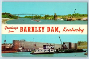 Barkley Dam Kentucky KY Postcard Greetings Alben Barkley Cumberland River c1960