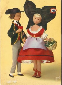 Peynet. Dolls couple. Series The Lovers  Modern French  artist drawn postcard