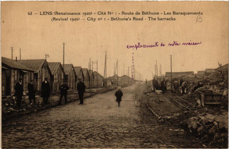 CPA LENS Route de BÉTHUNE - Les Baraquements (405737)