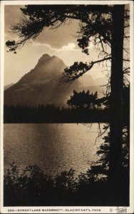 Glacier National Park Montana MT Sunset Lake McDermott RPPC Vintage Postcard