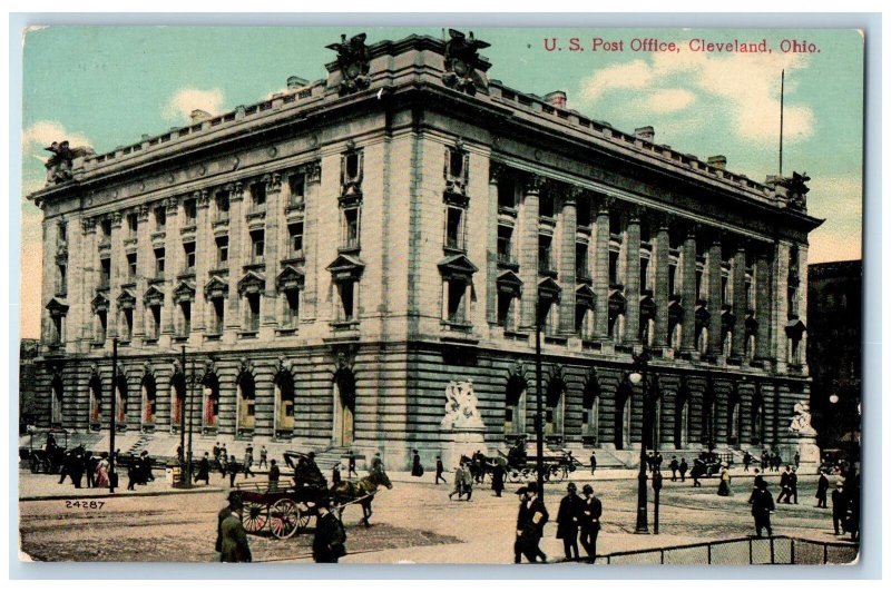 c1950's US Post Office Building Horse Carriage Dirt Road Cleveland OH Postcard 
