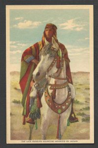 Ca 1927 PPC* RUDOLPH VALENTINO W/HORSE JADAAN FROM THE MOVIE THE SON OF SEE INFO