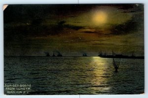 RPPC Sun Set Scene from Luneta MANILA Philippines Postcard